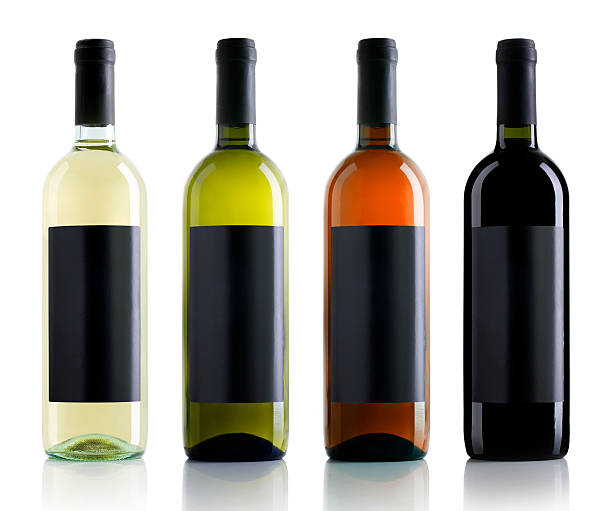 istock Four wine bottles filled with different high quality wine 185304880