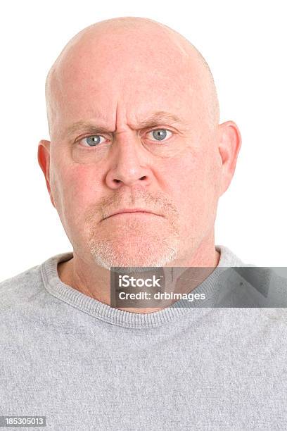 Frowning Man Closeup Headshot Stock Photo - Download Image Now - 40-49 Years, 45-49 Years, 50-54 Years