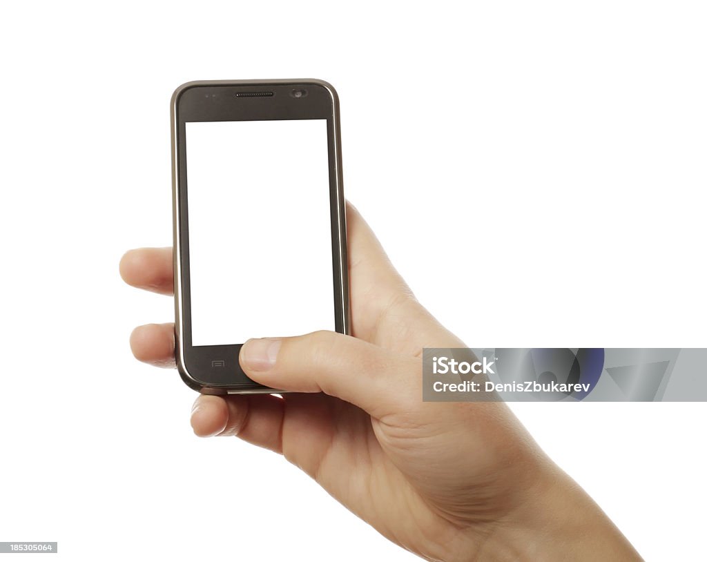 Inteligentny telefon w ręku - Zbiór zdjęć royalty-free (Kciuk)