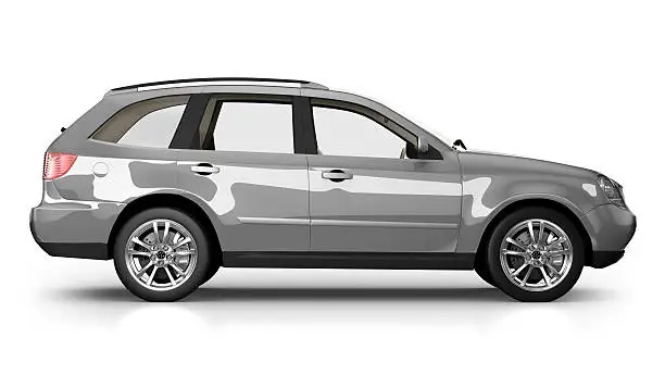 "Brandless, generic SUV car in studio - isolated on white"