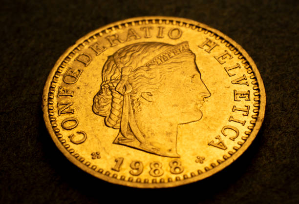 istock 20 Swiss franc centim coin, hard currency 1853054273