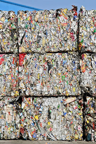 istock Crushed baled metal for recycling 185305441