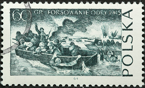 istock world war II beach battle on a Polish stamp 185305640
