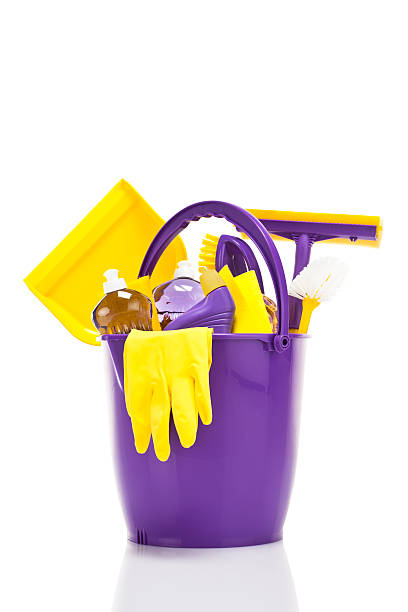 Cleaning Supplies Household Cleaning Supplies. Includes All Cleanup Equipment. Cleaning Concepts. bucket and sponge stock pictures, royalty-free photos & images