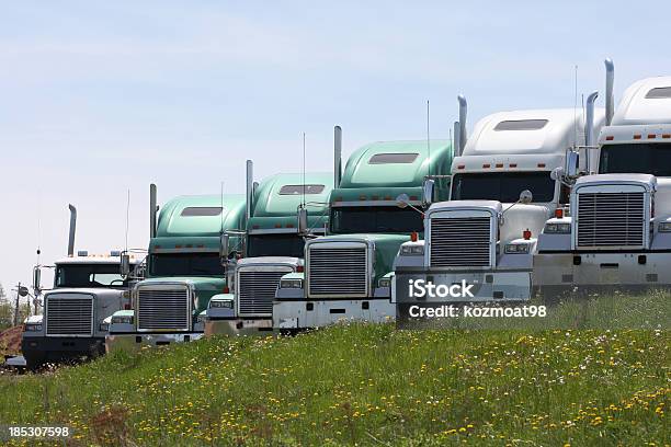 Parked Semi Truck Cabs Stock Photo - Download Image Now - Semi-Truck, Color Image, Commercial Land Vehicle