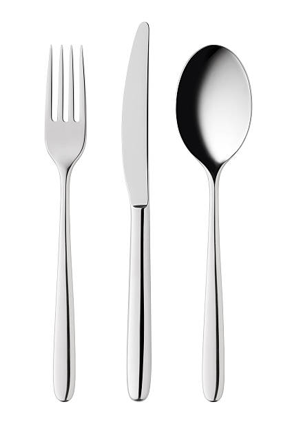 cutelaria - fork silverware table knife silver imagens e fotografias de stock