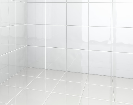 Azulejos blancos en el baño photo