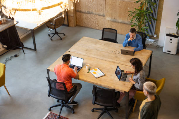 istock Multiracial business people working at coworking office 1853098222