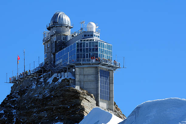 Observatory On Mountain - XLarge "Observatory On Jungfrau Mountain, Swiss" school sport high up tall stock pictures, royalty-free photos & images