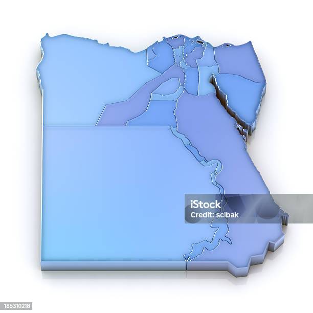 Mapa Con Divisiones Administrativas De Egipto Foto de stock y más banco de imágenes de Asia Occidental - Asia Occidental, Azul, Blanco - Color