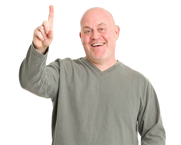 istock Excited Man Gestures One Finger Number 1 185310374