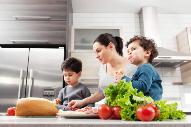 istock Pregnant woman with her sons 185310697