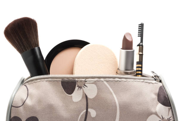 istock Floral canvas bag with assorted makeup sticking out the top 185310800