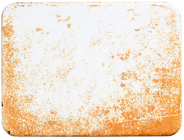Rusty white enamel sign stock photo