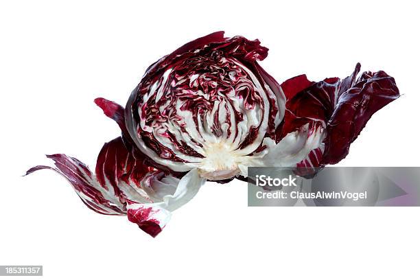 Halved Red Cabbage Or Radicchio On White Stock Photo - Download Image Now - Bisected, Chopped Food, Clipping Path