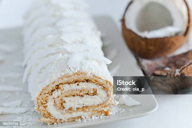 Coconut Swiss Roll Stock Photo - Download Image Now - Swiss Roll, Coconut, Baked Pastry Item