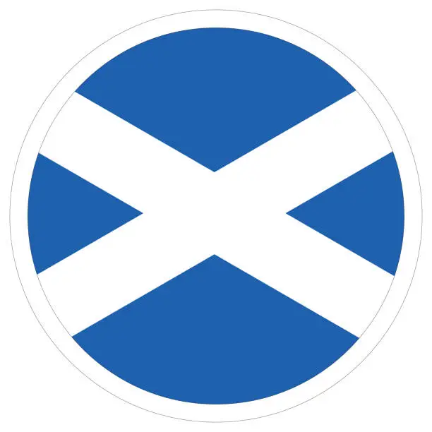 Vector illustration of Flag of Scotland. Scotland flag in round circle shape