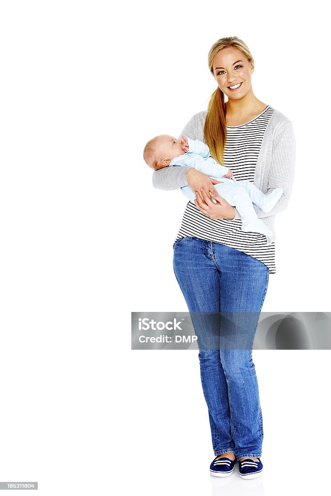 아름다운 구슬눈꼬리 들고 어린 아들과 흰색 - 로열티 프리 아기 스톡 사진