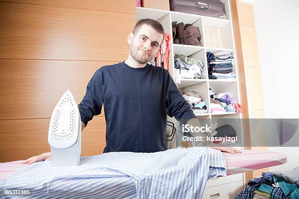 Man Doing Housework Ironing Stock Photo - Download Image Now - Adult, Adults Only, Beautiful People