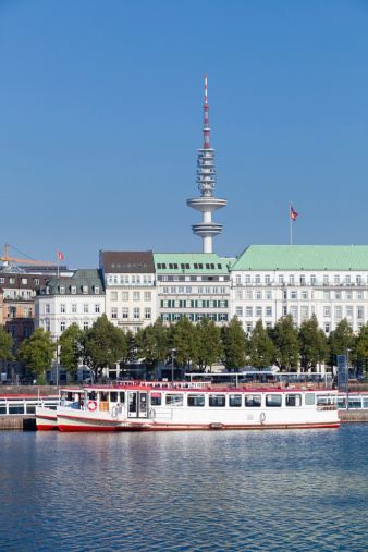 Early Morning view to an Alsterdampfer on the Binnenalster of Hamburg - Germany - Taken with Canon 5Dmk2You can see more Hamburg images in my lightbox:   I LOVE HAMBURG