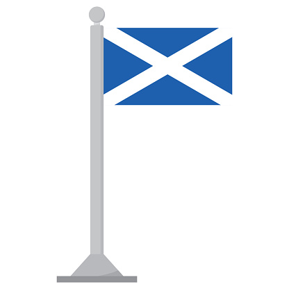 Flag of Scotland. Scotland flag on flagpole isolated
