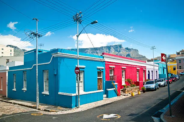 "Bo-Kaap or the Malay Quarter is a township of colorful houses on the slope of Signal Hill, Cape Town. South Africa."