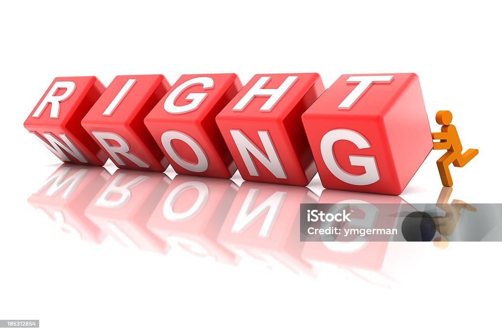 Turn wrong into right "Turn wrong into right, 3d renderClick" Business Stock Photo