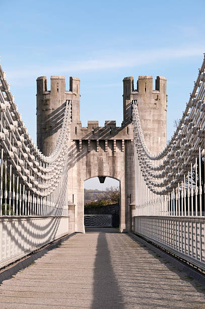 Telford Suspension Bridge Conwy suspension built by Thomas Telford conwy castle stock pictures, royalty-free photos & images