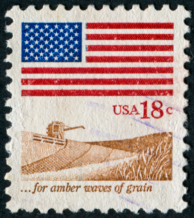 Cancelled Stamp From The United States Commemorating Grain Farming