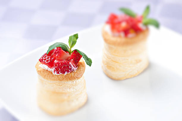 Strawberry Tart with Fresh Cream in Puff Pastry