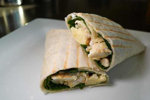making of and end result for the dish: Egg Salad Wrap