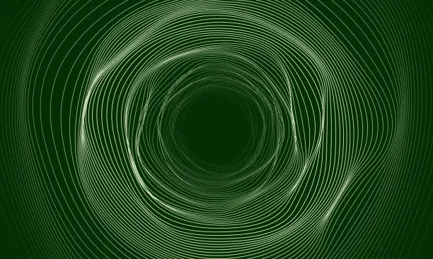 Vector illustration of Green concentric circles creating a tunnel effect.