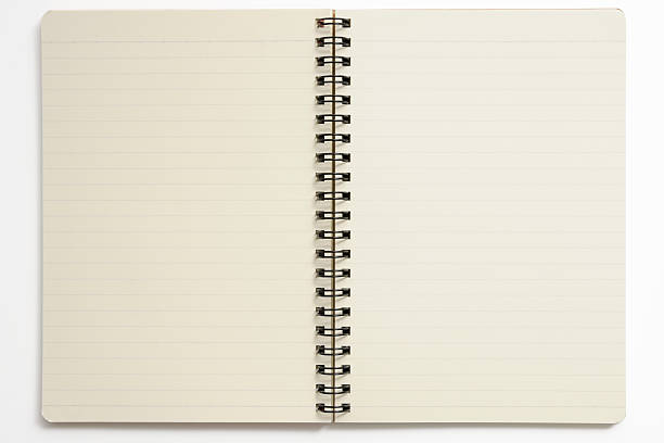 istock Isolated shot of opened blank spiral notebook on white background 185317209