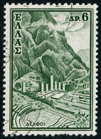 Cancelled Stamp From Greece Featuring The Ancient City Of Delphi
