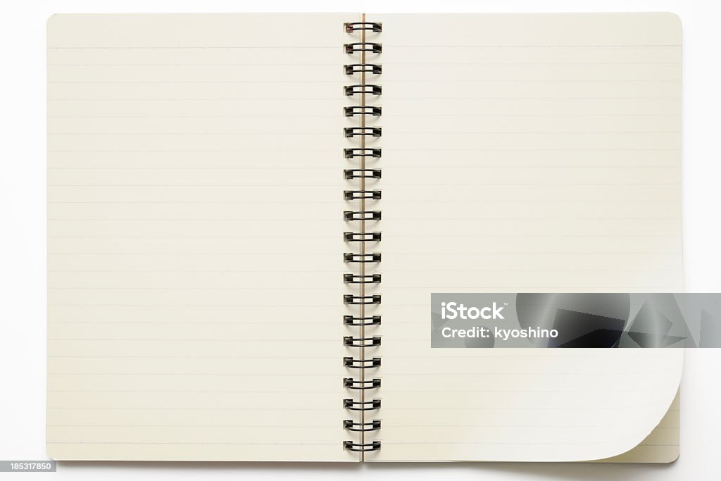 Isolierte Schuss von eröffnete Spiralblock auf weißem Hintergrund - Lizenzfrei Notizbuch Stock-Foto