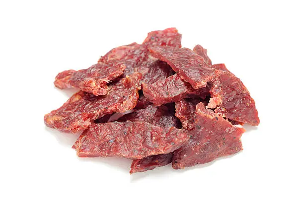 Beef Jerky on White Background