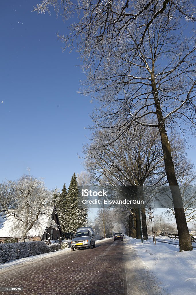 country road in Dutch winter landscape country road in Dutch winter landscape - for more winter Blue Stock Photo