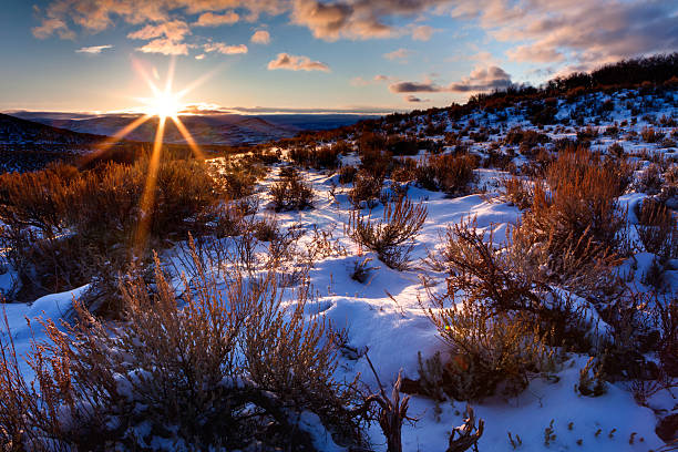 istock Sunrise on a snow covered desert 185318673