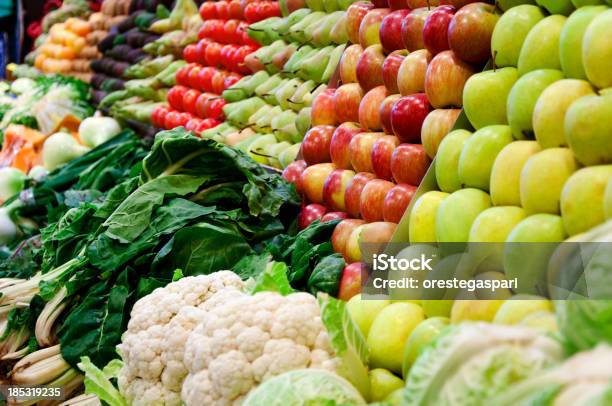 Mixed Fruits And Vegetables Stock Photo - Download Image Now - Abundance, Apple - Fruit, Broccoli