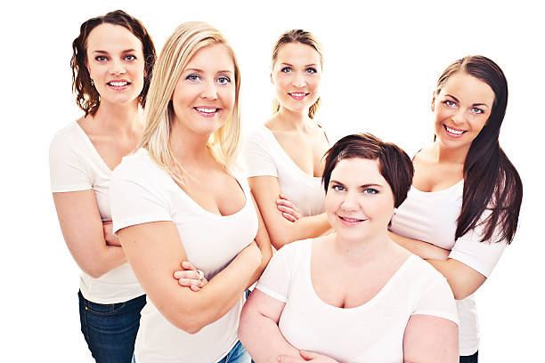 istock Happy friends in white t-shirts 185319297