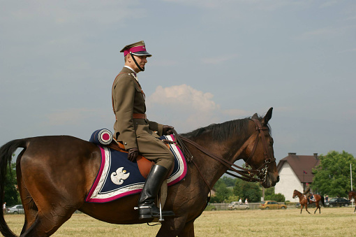A demonstration of riding and drill of Polish uhlans from 1939, performed by a squadron of a historical reconstruction group.