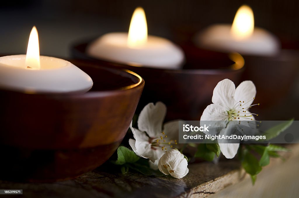 Vela Flutuante de Zen Spa - Royalty-free Flor de cerejeira Foto de stock