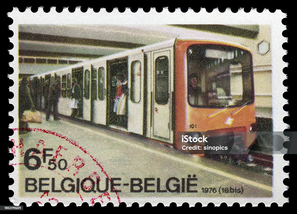 subway (XXLarge) Beligium Postage stamp: subway Belgium Stock Photo