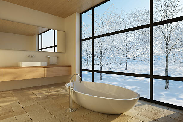 현대적이다 욕실 - indoors window elegance tranquil scene 뉴스 사진 이미지
