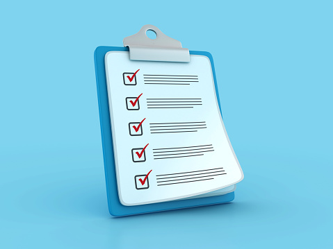 Check List Clipboard - Color Background - 3D Rendering