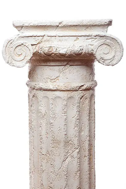 Photo of Classical scroll architectural pillar against white backdrop