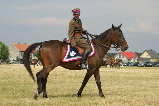 A demonstration of riding and drill of Polish uhlans from 1939, performed by a squadron of a historical reconstruction group.