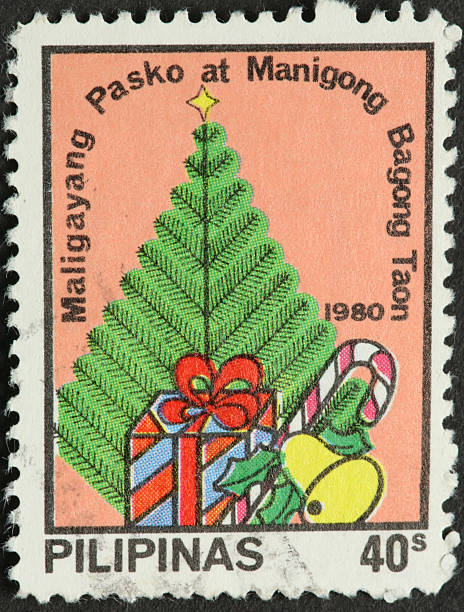 istock Christmas tree on a Philippine stamp 185320982