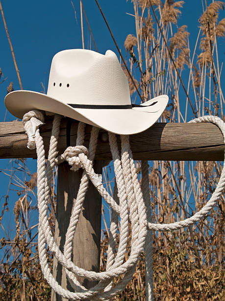 istock Cowboy hat in a fence 185321157