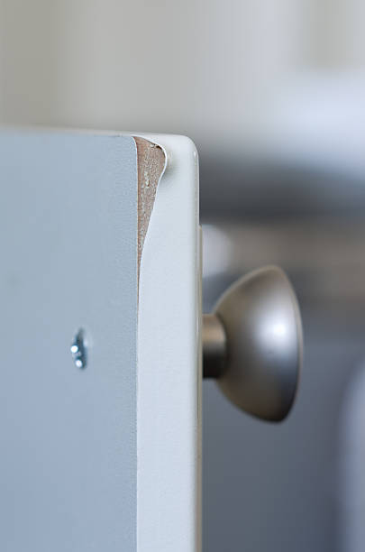 istock Heat damaged kitchen fascia door 185321191